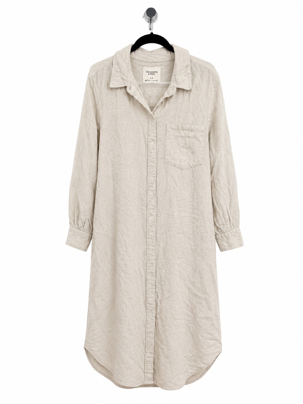 Abercrombie & Fitch Linen Button-Up Dress in Natural